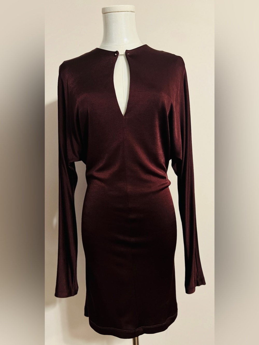 T Alexander Wang Long Sleeve Keyhole Bodycon Dress in Burgundy